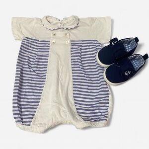 Nautical Striped Blue and White Kids Bodysuit